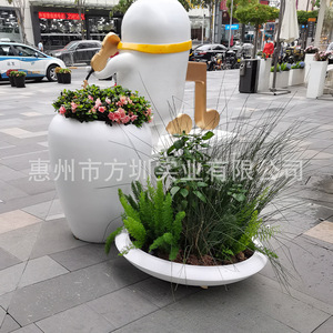Ensemble de pots à fleurs modernes en résine, jardinières circulaires d'extérieur pour la décoration des centres commerciaux, des hôtels et des places publiques - Product Image 2