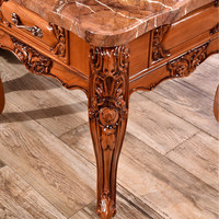 Table d'angle de style européen, cadre en chêne, bois massif sculpté, table d'appoint/téléphone carrée, petite table carrée de style antique américain avec tiroirs