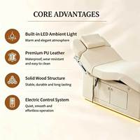 Table de soin électrique de luxe à 3 moteurs pour SPA et salon de beauté, lit de thérapie faciale relevable avec cadre en bois massif et grand espace de rangement