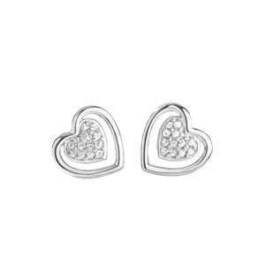 Elegant <b>Silver</b> Heart <b>Earrings</b> with Moissanite Diamonds Stylish Trendy <b>Studs</b> <b>for</b> <b>Women</b> <b>for</b> Wedding Party or Anniversary - Product Image 1