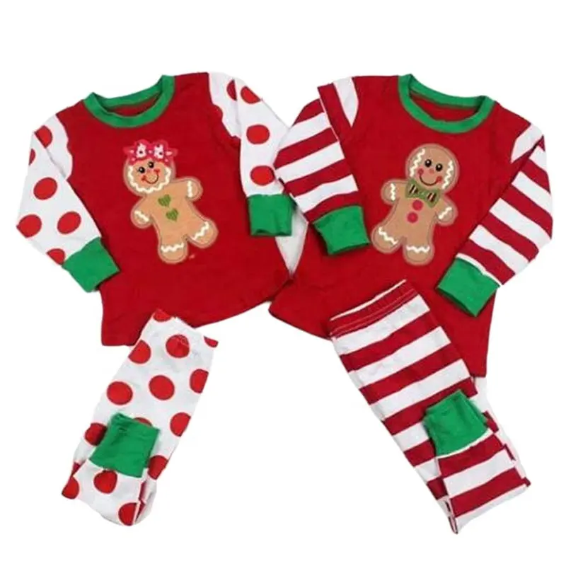 Best selling New fashion children clothing Kid Christmas gingerbread pajamas boys and girls