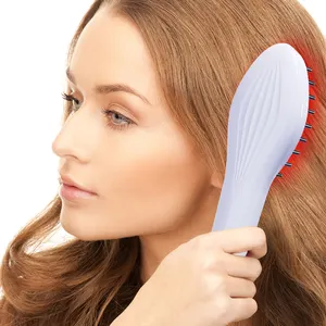 Private Label EMS Red Light Hair Growth Oil Scalp Massager Metal Hair Liquid Oil Comb Pressing Applicator With Vibrating