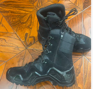 TSB07 BLack cow leather suede Outdoor working <b>hiking</b> <b>boots</b> with side zip stock wholesales - Product Image 1