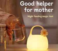 Veilleuse 3D unique à minuterie, design créatif, lampe de table LED mignonne à changement de couleur, veilleuse en silicone pour Maman