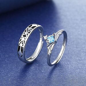 Anillo de Pareja de Princesa y Caballero, Anillo de Boda Romántico Ajustable con Diamantes, Anillo de Pareja para Mujer y Hombre, Regalo de Aniversario o San Valentín - Product Image 2