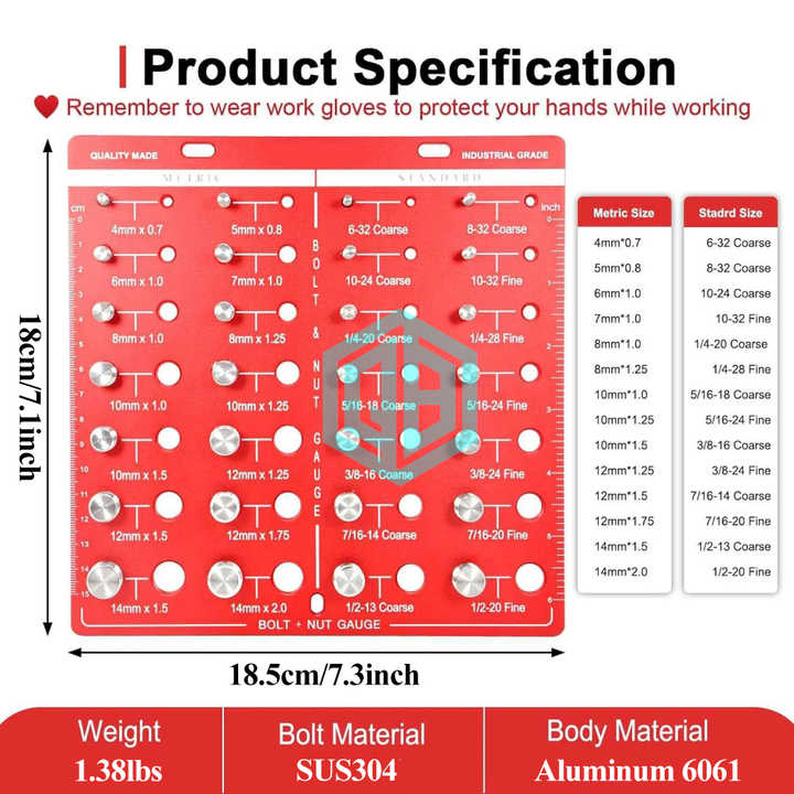 Rapid Thread Gauging Tool 28 Sizes Quick-Read Ruler Markings Screw ...