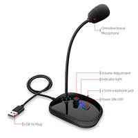 3,5-mm-Klinkencomputer mit Stumm schaltung Plug & Play-Kondensator mikrofon mit LED-Anzeige USB-Schreibtisch Schwanenhals mikrofon