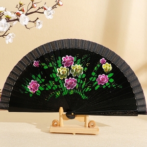 Ventilador de mano de madera de doble cara rojo para espectáculos de danza española, plegable, para escenario, de gran venta - Product Image 5