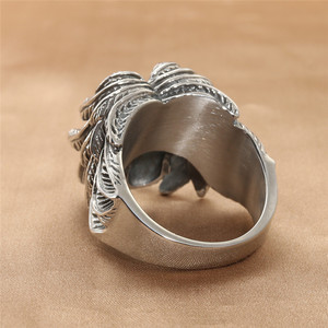 Skull <b>Ring</b> With Wings Silver Men's Punk Jewelry Retro Style 21004 - Product Image 3