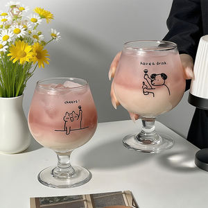 Coréen mignon chiot Brandy Snifters Cognac lunettes motif personnalisé verre gobelet 350ml fruits verre à vin - Product Image 2