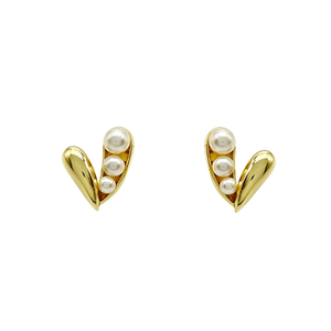 Boucles d'oreilles en forme de graine de pois en acier inoxydable plaqué or 18K avec perles pour femmes |   Imperméable, hypoallergénique et inaltérable - Product Image 1
