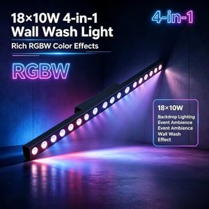 ไฟวอลวอชเชอร์ LED RGBW รุ่นใหม่ 18*10W  แบบไร้พัดลม 6 ช่องสัญญาณ  ควบคุมด้วย DMX RDM เงียบไร้เสียงรบกวน เหมาะสำหรับงานดิสโก้ ปาร์ตี้ และงานแต่งงาน - Product Image 1