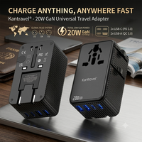 Adaptateur de voyage universel 20W ultra-fin, mini chargeur mural rapide avec 2 ports USB Type C pour ordinateur portable, téléphone portable, tablette, cadeau