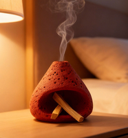 Großhandel Raue, Poröse Rote Ton-Höhlenförmige Palo Santo Räucherstäbchenhalter, Windfeste Aschesammelnde Terrakotta-Brenner, Individuelles Geschenk
