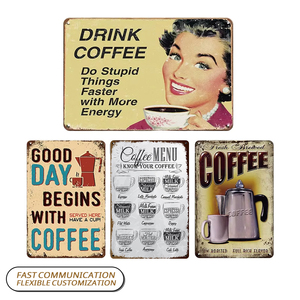 Großhandel Vintage Kaffee-Schild Metall-Blechschild Café Wanddekoration Restaurant Kaffee-Menü Barista-Kunstwerk für Küche Metall-Poster - Product Image 1