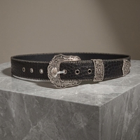 Ceinture décorative en cuir PU large de style américain rétro pour femmes, avec boucle en alliage, 105 cm de long, 3,8 cm de large, design noir