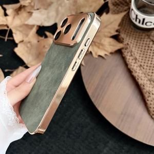 Peau Sentir Agneau PU Cuir Téléphone étui pour <span class=keywords><strong>iphone</strong></span> Air <span class=keywords><strong>11</strong></span> 12 13 14 15 16 17 <span class=keywords><strong>Pro</strong></span> <span class=keywords><strong>Max</strong></span> Vintage Agneau Placage Simple Couverture D'affaires - Product Image 4