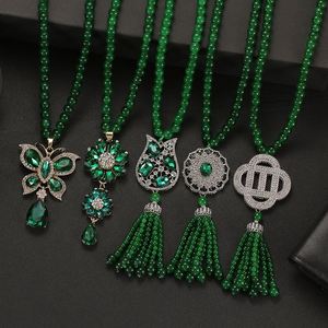 Collar de Cadena con Cuentas de Jade Verde Estilo Chino para Mujer, Collar Ruyi de Cuentas de Cristal Natural Curativas Hechas a Mano para Invierno - Product Image 1