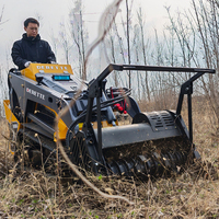 Mini-chargeuse compacte sur chenilles diesel Derette V1000 avec broyeur forestier pour la construction