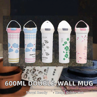 Tasse à café portable moderne de 600 ml pour voyage, double boisson, en acier inoxydable 316, avec paille, mug isotherme à double paroi, 6-12 heures