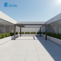 Pergola en aluminium Sweet Home avec lames motorisées télécommandées, gazebo imperméable et éclairage LED intégré pour patio