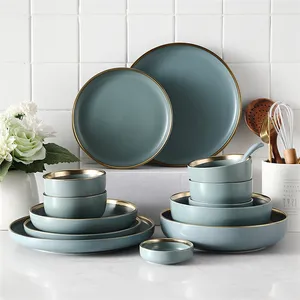 Wholesale home goods matte glaze turkish porcelain dinner set with golden edge