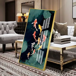 Portico corridoio decorazione verticale di lusso in vetro wall art picture crystal porcelain painting koi fish - Product Image 2