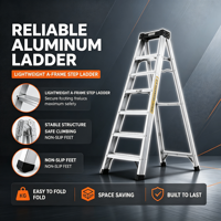 Échelle pliante en alliage d'aluminium disponible en OEM, couleur et logo personnalisés, échelle pliante en forme de A
