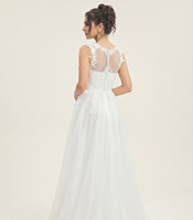 Gaun Pengantin untuk Pengantin Wanita Model Ball Gown Berbahan Lace Tanpa Lengan Gaun Pengantin Custom Satin Warna Ivory untuk Upacara di Gereja