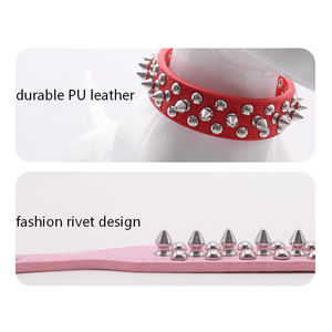 Collier en cuir réglable pour animaux de compagnie, tendance, avec rivets, imperméable, pour chiens – Grande vente - Product Image 5
