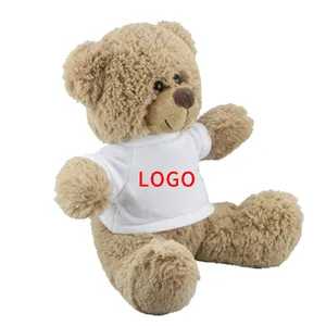 Manufacturer High Quality Mini Teddy Brown Curious Bear Interactive Gummy Plush Toy Big With T-shirt Logo