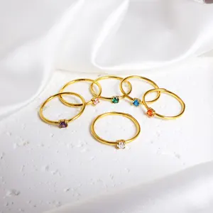 Zirconia cubica lucida impilata Fine18k oro placcato in acciaio inossidabile anello di diamanti all'ingrosso per feste regalo gioielli in zirconi cubici - Product Image 3