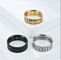 Bague Hip Hop pour Homme en Acier Inoxydable Certifié Plaqué Or 18K, Design Chaîne Double Tressée, Haute Qualité, Tendance