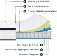 OEM Moderne Hybrid-Matratze Queen-Size Euro-Top Gel-Memory-Schaum 5-Zonen Taschenfederkern Infrarot-Ummantelung 10 Zoll Dick Schule