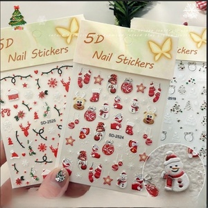 Christmas Nail <b>Stickers</b> Embossed <b>3D</b> Hot Selling Christmas Tree Snowflake Deer Wearing Nail Decorations - Product Image 3