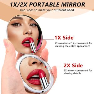Portable Round Folded Compact Mirrors Microfiber Fabric Cloth Pocket Mirror <b>Making</b> <b>up</b> Folding Steel Round - Product Image 3