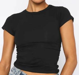 T-<span class=keywords><strong>shirt</strong></span> à manches courtes de haute qualité pour l'été personalizzate private label Round crew necks tshirt for women - Product Image 6