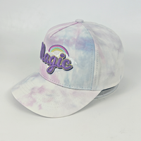 Gorra de Béisbol para Niños con Logotipo Personalizado, 5 Paneles, Bordado 3D, Estilo Tie Dye, Gorra de Sol de Tela Común para Niños y Niñas