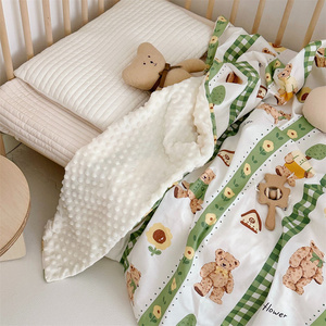 Couvertures de bébé 48*59 pouces pour garçons et filles avec le devant en coton imprimé d'animaux et les jetés de <span class=keywords><strong>lit</strong></span> en polaire à pois avec fermeture éclair/ - Product Image 2