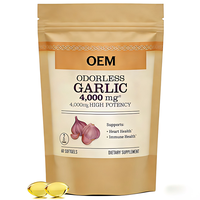 Capsules de Gélules Molles d'Ail Sans Odeur à Marque Blanche OEM, Extrait Haute Concentration Favorisant la Santé Cardiaque et Immunitaire, 60 Unités
