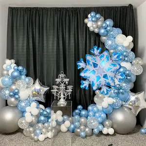 Snowflake Balloon Garland Arch Kit Shower Snow Princess Birthday Party Decorations Garland Balloon