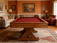 Mesa de Billar Profesional de Alta Gama, Personalizada, de 9 pies, de Madera Sólida, Moderna, con Cojín de Pizarra, Bolsillos de Cuero Genuino y Sistema de Retorno de Bolas