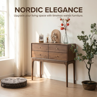 Buffet contemporain en bois massif à 4 tiroirs, écologique, grande capacité de rangement pour salon, chambre et appartement