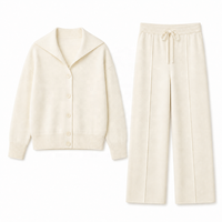 Vente en gros de vêtements pour femmes, ensemble deux pièces en tricot à boutons d'hiver personnalisé ODM, vêtements pour femmes, hauts pour femmes, vêtements de créateurs