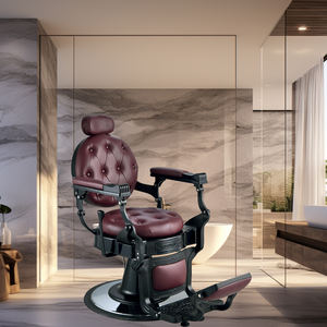 Sillas de barbero clásicas y duraderas elegantes, venta al por mayor, equipo de salón de lujo Vintage, sillas de barbero con asiento Circular para hombres - Product Image 2