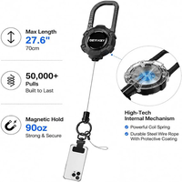 Cordon de sécurité universel portable et étanche pour téléphone avec enrouleur de clés rétractable et connecteur magnétique – Kit d'accessoires antivol pour smartphone
