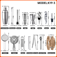 OUYADA Set Bar Kit Bartender Set koktail baja tahan karat dengan dudukan putar bergaya dan Set alat Bar Jigger logam
