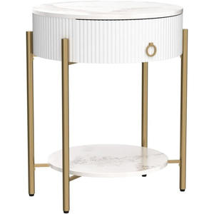 Vòng kết thúc hiện đại bảng lưu trữ ngăn kéo 2-tầng đầu giường Kệ vàng kim loại chân phòng khách phòng ngủ văn phòng cẩm thạch tự nhiên - Product Image 1