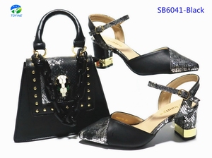 Bel Design <span class=keywords><strong>scarpe</strong></span> alla moda di alta qualità e borsa abbinata <span class=keywords><strong>tacco</strong></span> <span class=keywords><strong>basso</strong></span> vestito per le signore - Product Image 3