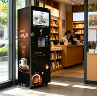 Distributeur automatique de café sur pied à grand écran, distributeur automatique de café en libre-service